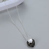 Grey Crystal Heart Long Necklace