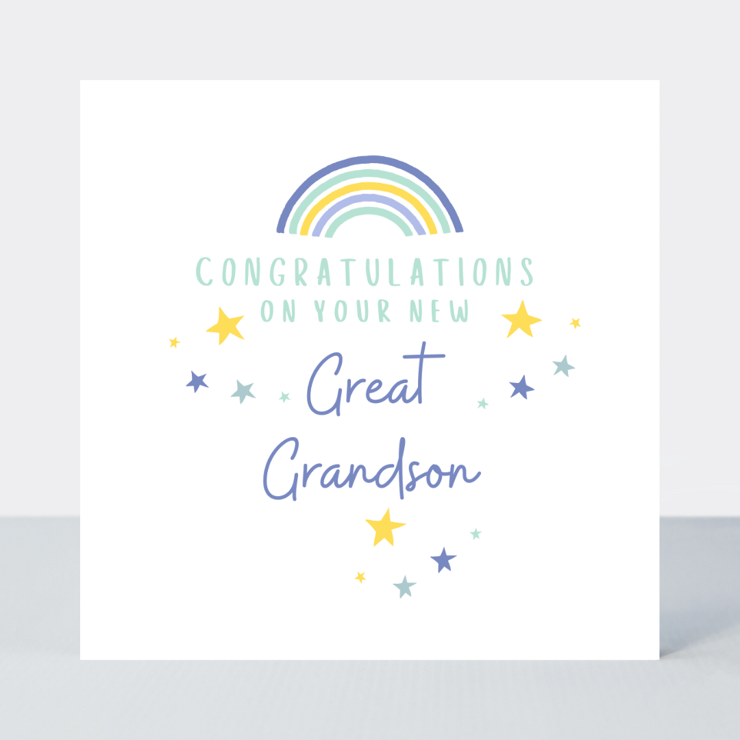 Rainbows New Great Grandson Card