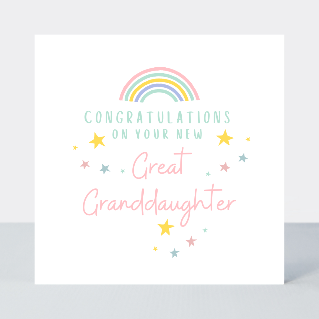 Rainbows New Great Granddaughter Card
