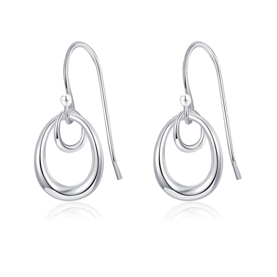 Sterling Silver Double Oval Hook Earrings