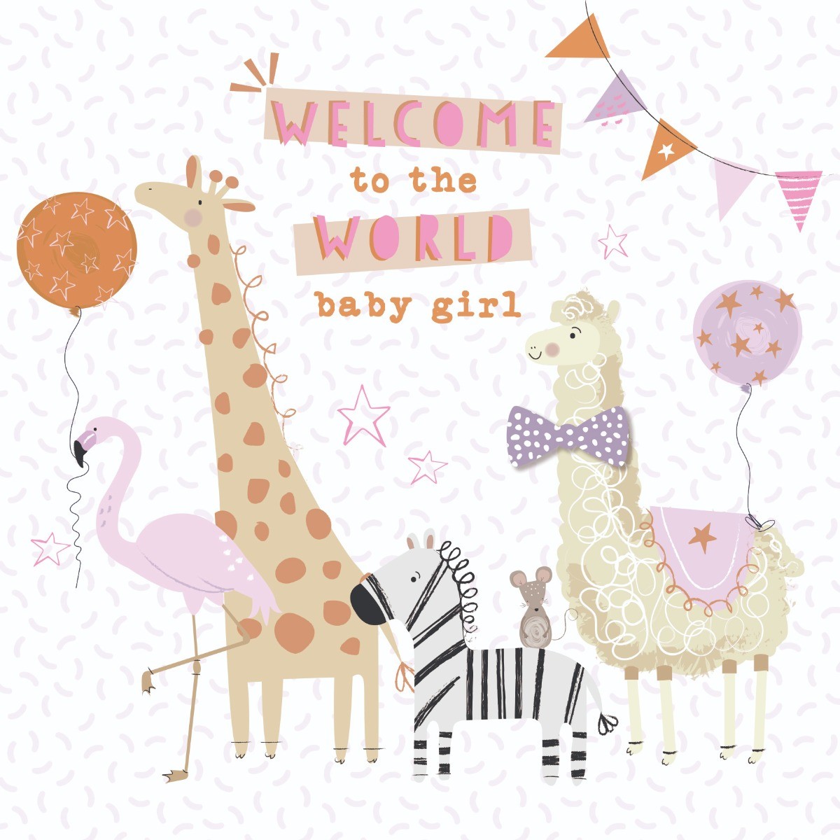 Welcome to the World Baby Girl Wild Adventures Card