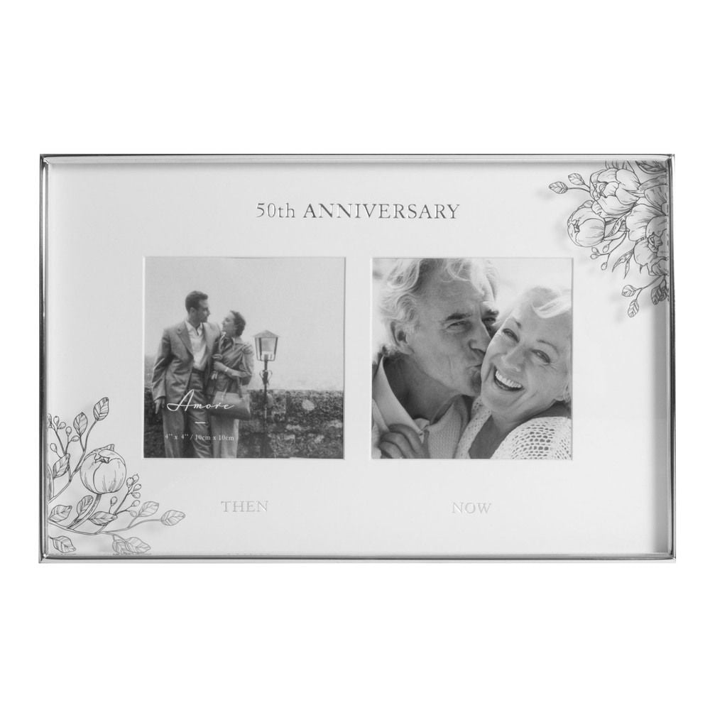 Silver Foil Double 50th Anniversary Frame