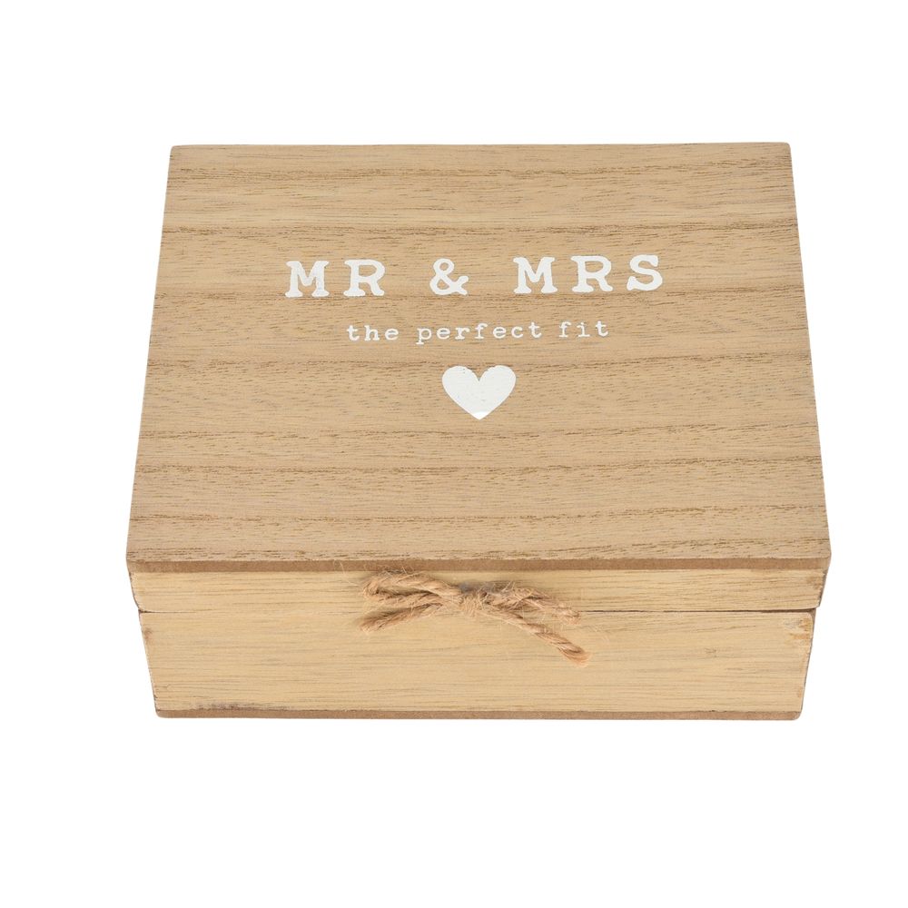 Love Story 'Mr and Mrs' Wooden Keyrings in a Box