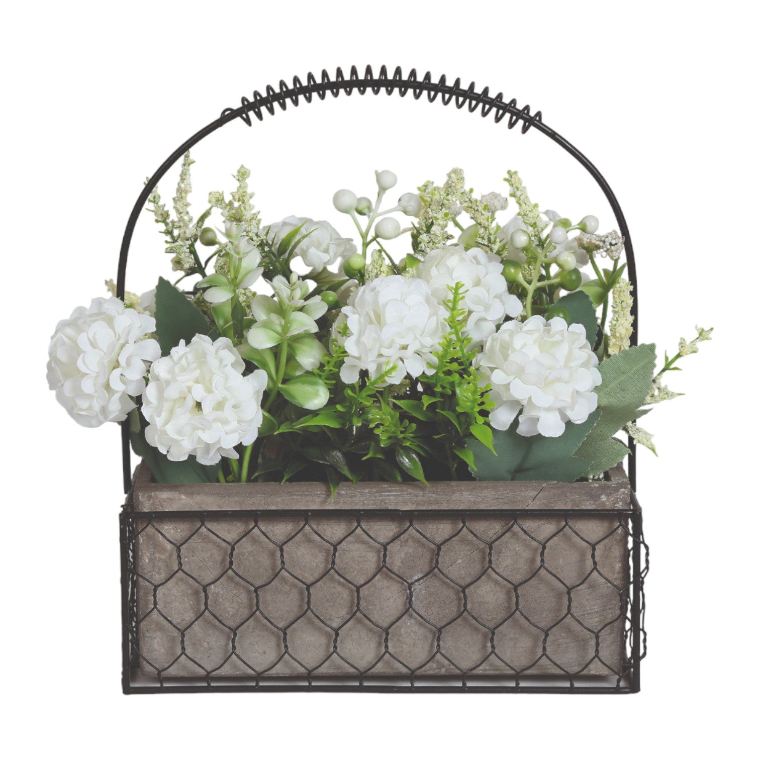 White Florals in a Wired Basket | More Than Just A Gift